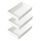 3 Pack White Plastic Drawer Organizer Tray Cutlery Utensil Makeups Drawer Organizers 9" X 6" - size: 3 Pack 9"x6" White Plastic