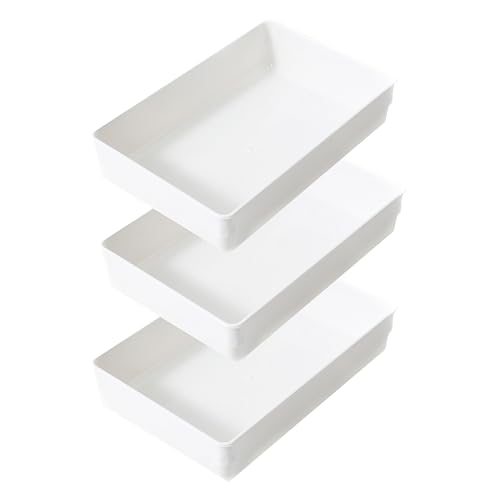3 Pack White Plastic Drawer Organizer Tray Cutlery Utensil Makeups Drawer Organizers 9" X 6" - size: 3 Pack 9"x6" White Plastic