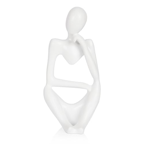 Sandstone Resin Thinker Style Abstract Sculpture Statue Collectible Figurines Home Office Bookshelf Desktop Decor (Small White, Right) - color: Small White, size: Right 1pc