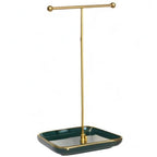 VROOMIUM Necklace Holder- Ceramic Base 1ft Height Jewelry Organizer Stand, Aesthetic Jewelry Hanger Display for Necklaces, Bracelets, Rings, Exhibidor de Collares-Elegant Green - color: Sq. Elegant Green