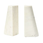 Main + Mesa Geometric Marble Bookends with Brass Inlay, White - color: White