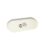 White Silicone Vanity Tray, 8.66x3.94 Inch Oval Food-Grade Counter Organizer, Dishwasher Safe Scratch-Proof Storage Tray for Jewelry Makeup Bathroom Desk - color: White