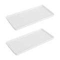 10" Ceramic Bathroom Tray, Minimalist Vanity Organizer for Countertop, Modern Rectangular Soap & Perfume Tray, Water-Resistant Porcelain Jewelry Dish, Set of 2, White