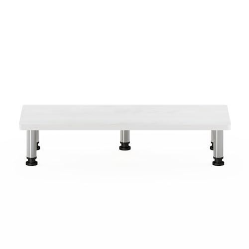 Furinno Turn-N-Tube Monitor Riser Stand, White Oak, Stainless Steel Tubes - color: White Oak, size: 23.6 x 9.3 in. Rectangle