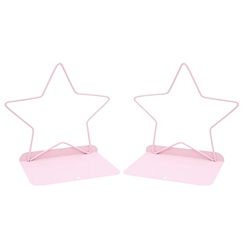 Fashion Star Bookend Non-Skid Metal Book Ends Book Stands for Home Shelves School Office Decoration Kids Study Gift (Pink) - color: Pink