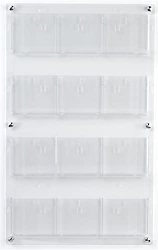 Displays2go Acrylic Brochure Rack, Wall-Mount, 4-Tiered, 12 to 24 Adjustable Pockets - Clear (2RP12CLR) - color: Clear, size: 12 Pockets