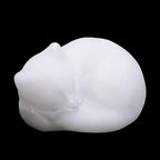 LAIDANLA White Jade Cat Healing Crystals Figurine Sleeping Cat Hand Carved Cute Statue Polished Stone Sculpture Reiki Office Room Bedroom Desk Home Decoration Gifts 1.6" - color: N-white Jade