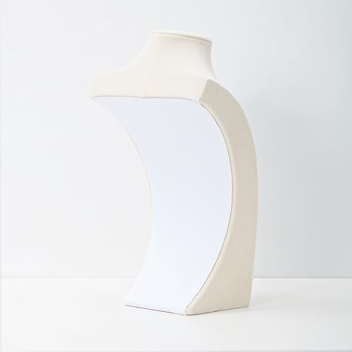 Necklace Bust Stand for Selling, Beige VelvetNecklace Display Holder, Jewelry Necklace Organizer Rack for Home Use or Shop Show (13" Height) - color: Beige Velvet, size: 13" Height (1pc)
