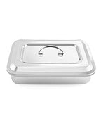 QWORK 201 Stainless Steel Instrument Tray Organizer Holder with Lid and Handle Grip for Lab Science Instruments, 9.5" x 6.3" x 2"