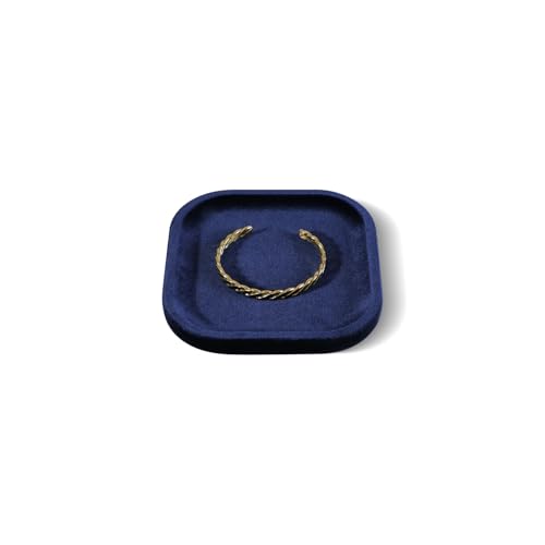 Resilient Velvet Jewelry Display Tray for Ring Earrings Bracelet Necklace, Flat Jewellery Dish for Showcase Store Retail Counter Exhibition Photography Livestream (Dark Blue, Small) - color: Dark Blue, size: Small