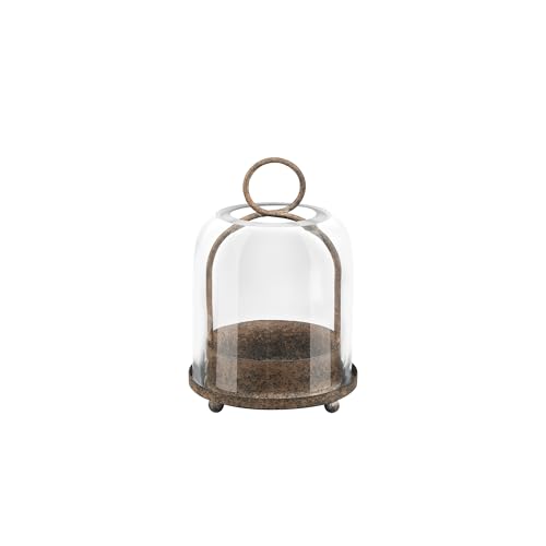 5"x7.5" Versatile Modern Metal Hurricane Lantern with Handmade Sturdy Glass Dome in Rustic Brown for 3" Pillar Candle & Plants, Industrial, Farmhouse, Shabby Chic (Brown, 5"x7.5" for 3" Pillar) - color: Brown, size: 5"x7.5"