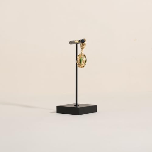 Black earring display stand for selling, Metal earring T bar holder for show, Jewelry earring storage organizer, jewelry photography props (Square base-Black-Low) - color: Black, size: Low