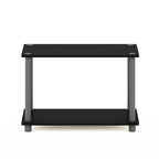 Furinno TURN-N-TUBE Side Table, 2-Tier Modern Rectangle End Table with Open Shelf, Night Stand, Bedside Table, Toolless Assembly, for Living Room, Bedroom, Black - color: Black/Grey, size: 1-Pack