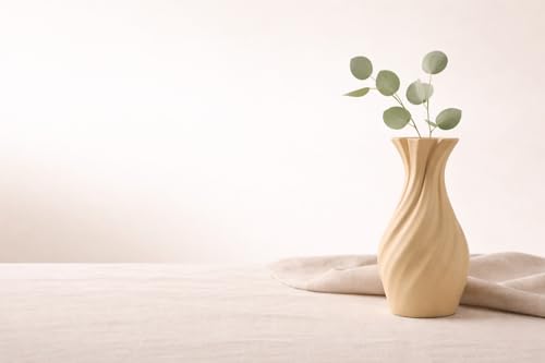 Large 8-Inch Tall Spiral Vase – Modern Waterproof Flower Vase for Centerpieces & Home Decor - 3D Printed PLA Plastic — Not Glass (Cream) - color: Cream