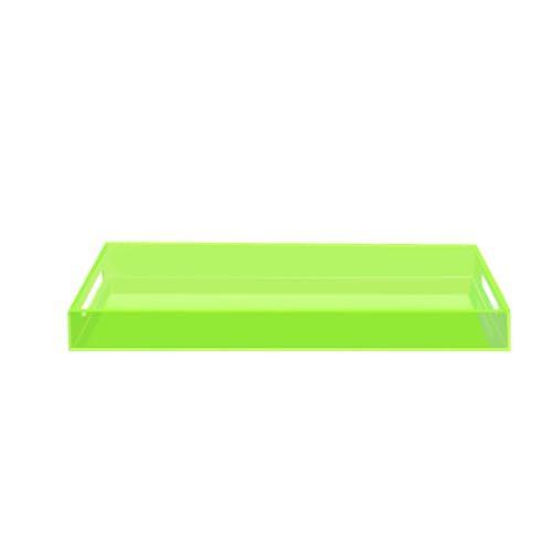SetGame Acrylic Serving Tray with Handles, Bathroom Desktop Decorative Storage Arylic Trays, Simple Vanity Tray Food Tea Fruit Dinner Snack Tray for Bar Kitchen Party - color: Green