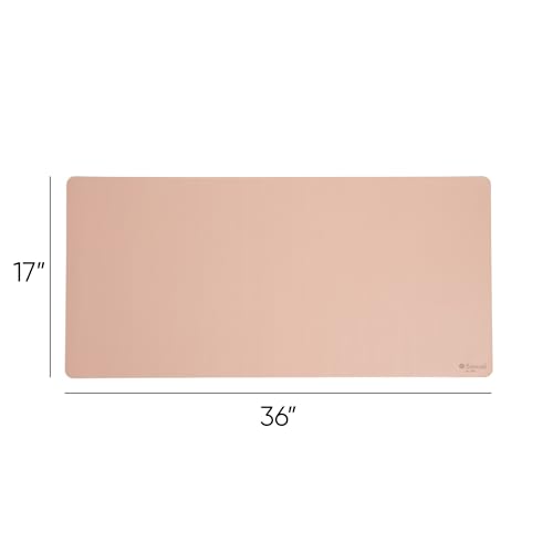 Smead Desk Pad, Vegan Leather Desk Mat with Non-Slip Faux Suede Backing, Perfect Desk Organizer for Office Decor, 36” x 17” Large, Dusty Rose (64829) - color: Pink, size: 17" x 36"