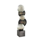Deco 79 Glass Abstract Decorative Sculpture Stacked Orb Home Decor Statue with Black Base, Accent Figurine 5" x 4" x 16", Black - size: 5" x 4" x 16"