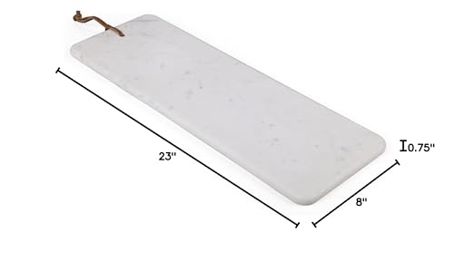 BIRDROCK Home 23" Marble Serving Board - Charcuterie Board for Party Appetizers - Kitchen Platter for Food - Pizza Fruit Display - White