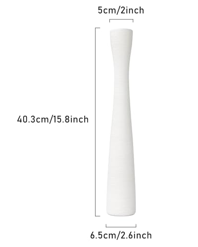 Tall White Vase 16 Inch Skinny Flower Vases, Handmade Ceramic Vase Modern Minimalist Style for Living Room, Home, Office, Centerpiece,Table, Wedding Party - color: 16.5inch&white