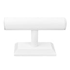 MOOCA T-Bar Deluxe Wooden Bracelet Holder Display, Watch Hoder, Bracelet Display Stand, Jewelry Stand Organizer, White Leatherette - color: White Faux Leather