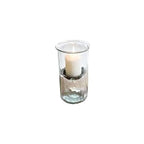 First of a Kind Glass Hurricane Pillar Candle Holder with Rustic Metal Insert, Perfect as a Centerpiece (10" Tall) - size: 10" Tall Clear