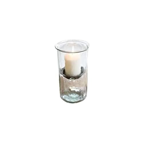 First of a Kind Glass Hurricane Pillar Candle Holder with Rustic Metal Insert, Perfect as a Centerpiece (10" Tall) - size: 10" Tall Clear