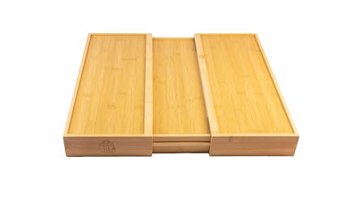 Varella Living Bamboo Drawer Organizer – Adjustable Silverware and Utensil Tray for Kitchen