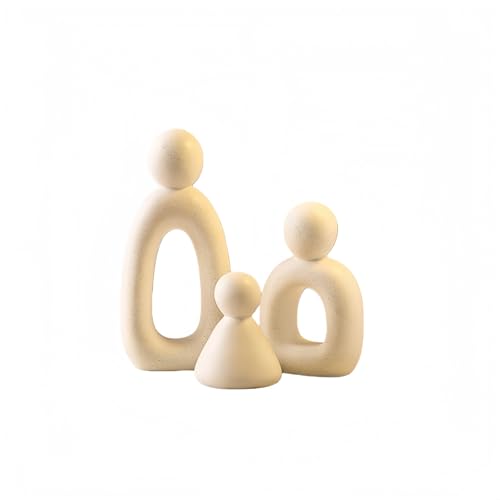 Abstract Family of 3 Collectible Figurines - White，Modern sculptures for home decor in living room, perfect as knick knacks for shelves and TV stand decor, adding elegant accents to your space.