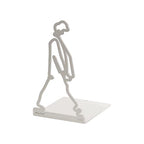 ALUA - Metal Bookend Modern Line Art Design Heavy-Duty and Scratch-Resistant Space-Saving Organizer (B, White)