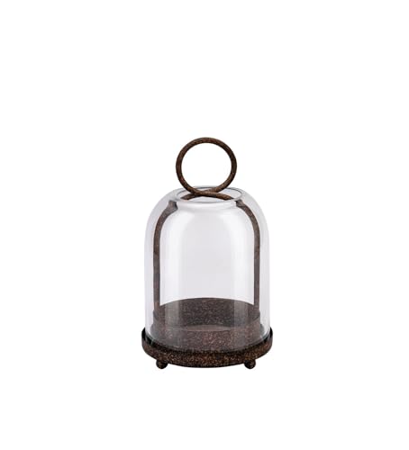 7.5" High Versatile Modern Metal Hurricane Lantern with Handmade Sturdy Glass Dome in Rustic Brown for 2" Pillar Candle & Plants, Industrial, Farmhouse, Shabby Chic (Brown, 4" x7.5 for 2" Pillar) - color: Brown, size: 4"x7.5"
