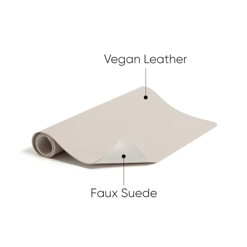 Smead Desk Pad, Vegan Leather Desk Mat with Non-Slip Faux Suede Backing, Perfect Desk Organizer for Office Decor, 36” x 17” Large, Sandstone (64826) - color: Beige, size: 17" x 36"