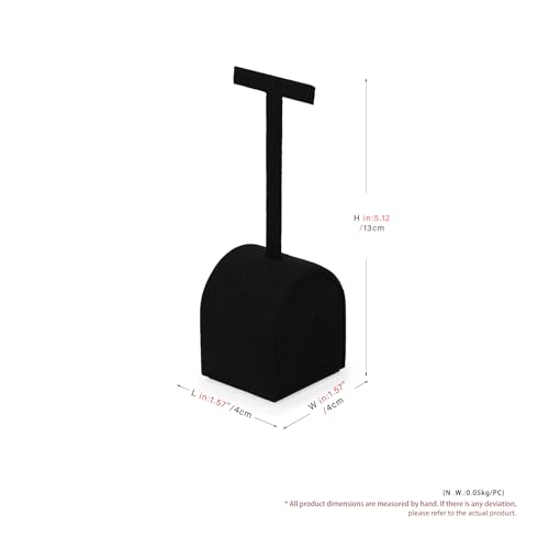 Microfiber Jewelry Earring Display Stand Earring Display Organizer Stand (Black, Low) - size: 1.57" x 1.57" x 5.12"