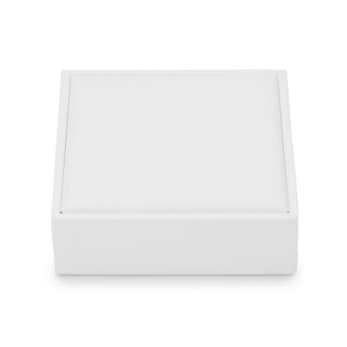 PU Leather Jewelry Stand Display Holder Jewellry Display Showcase for Rings, Earrings, Necklace (White) - size: 3.15" x 3.15" x 0.98"