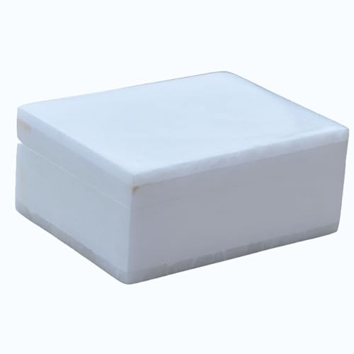 Marble Gift Box 4x3 inch - Hand Carved, Marble Jewelry Box - Keepsake Box - Trinket Boxes - Decorative Boxes - Stylish and Durable - Versatile, Luxury Stone Box for Storage and Organizing