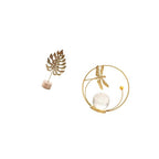 Fenteer Leaf Sculpture Metal Leaf Statue Art Figurine Crystal Ball Ornament Iron with Wood Base Elegant Decoration Suitable for Bedroom Living Room Office GIF