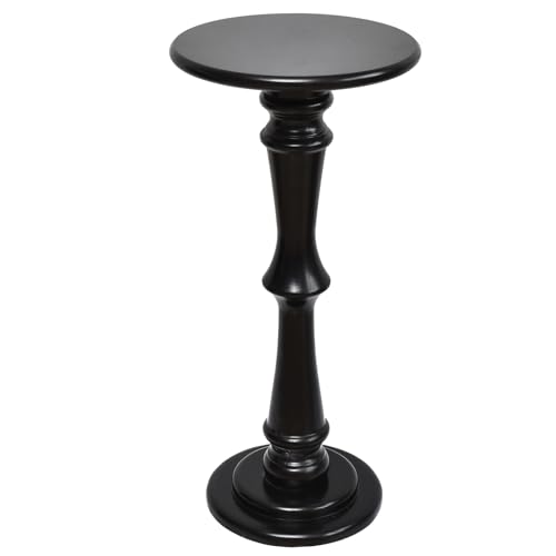 SwallowLiving Solid Wood Side Table - 12" Round Pedestal Drink Table for Small Spaces - Modern Black End Tables for Sofa Side & Narrow Nightstand - Elegant Tall Plant Stand & Accent Tables - 25" H - color: Black Hourglass