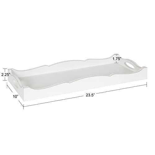 Kate and Laurel Astral Rustic Farmhouse Wood Tray; 10 x 24; White; Decorative Rustic Tray with Distressed Wood and Sophisticated Finish for Farmhouse Decor Scheme