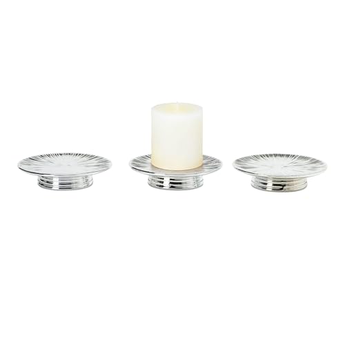 ADAVAS.Y&G Ceramic Silver Candle Plate Set, 3-Piece – Decorative Candle Holder Tray for Pillar Candles, Jewelry, Trinkets or Bathroom Counter – Elegant Silver Finish for Tabletop & Home Décor - color: Silver 1