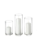 Yummi Set of 36 Slim Pillars and Cylinder Vases - White - color: White