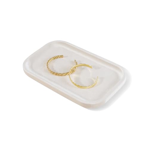 Resilient Velvet Jewelry Display Tray for Ring Earrings Bracelet Necklace, Flat Jewellery Dish for Showcase Store Retail Counter Exhibition Photography Livestream (Light Beige, Medium) - color: Light Beige, size: Medium