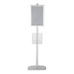 M&T Displays Free Standing Aluminum Display Stand Single Sided Document Brochure Sign Holder Front Loading Portrait Landscape Silver Snap Frame 1x(11x17) and Clear Acrylic Pocket 1x(8.5x11) Inch - color: Silver