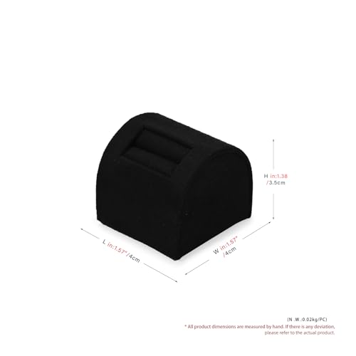 Microfiber Jewelry Ring Display Stand Rings Display Organizer Stand (Black, Low) - size: 1.57" x 1.57" x 1.38"