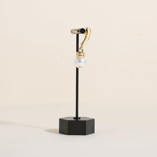 Black earring display stand for selling, Metal earring T bar holder for show, Jewelry earring storage organizer, jewelry photography props (Hexagon base-Black-Low) - color: Black, size: Low