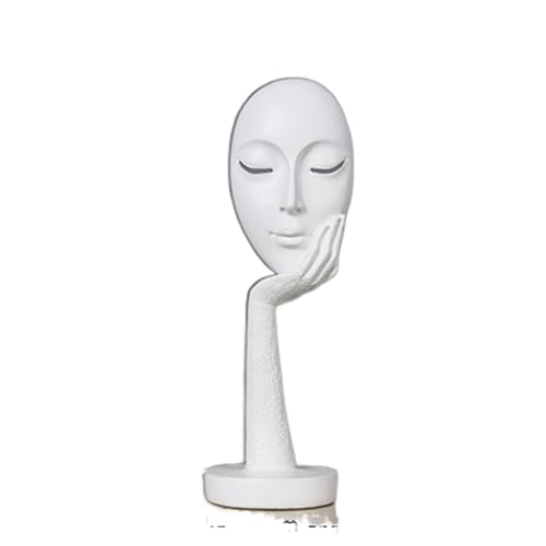 Elegant Abstract Thinking Woman Resin Sculpture - Modern Minimalist Geometric Decor, 7 Colors, 2 Sizes (12" and 15") - Contemporary Art for Living Room and Study (White 15 inch) - color: White 15 Inch