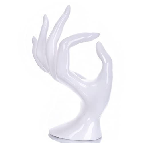 HOMEGOAL Hand Jewelry Holder, Bracelet Ring Watch Jewelry Display Holder Stand, Mannequin Hand, Polyresin, 7 Inch (White) - color: White