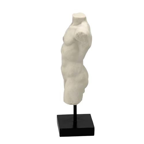 Galt International 13.5" Poly Marble Body Statue w/Black Pedestal Stand for Home Decor - Greek God Sculpture Mythology Stone-Like Marble-Feel Accent (Man) - size: 13.5" Male