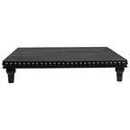 GENMOUS Farmhouse Black & White Distressed Wood Display Stand, 3-Tier Beaded Pedestal Tray for Bathroom, Kitchen, or Living Room Decor