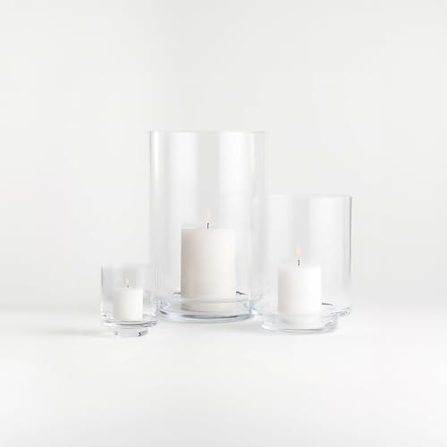 WGVI Clear Glass Pedestal Hurricane Candle Holder, 3.8" W, 4.7" H, Footed Decorative Vase for Pillar Candles, Elevated Cylinder Candleholder on a Riser Round Base, Home Décor, 1 Piece - size: 5"H
