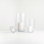 WGVI Clear Glass Pedestal Hurricane Candle Holder, 3.8" W, 4.7" H, Footed Decorative Vase for Pillar Candles, Elevated Cylinder Candleholder on a Riser Round Base, Home Décor, 1 Piece - size: 5"H