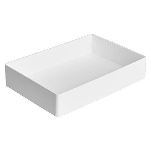 Amazon Basics Rectangular Plastic Desk Organizer with Storage Trays, Accessory Tray, Drawer Organizer, 9.4 x 6.7 x 2 inch, White - color: White, style: 1 Pack